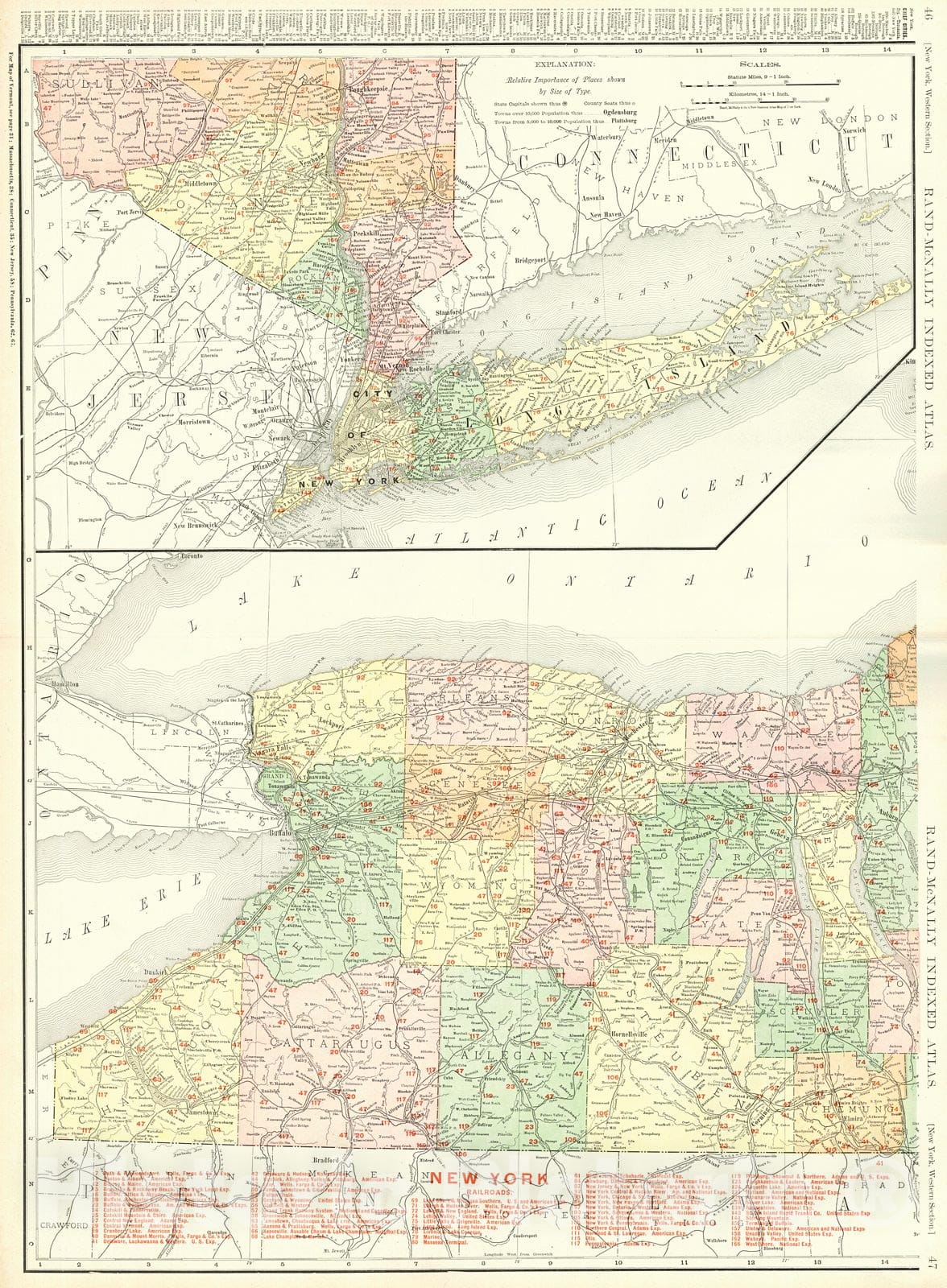 Historic Map : 1905 New York - Wetern Section : Vintage Wall Art