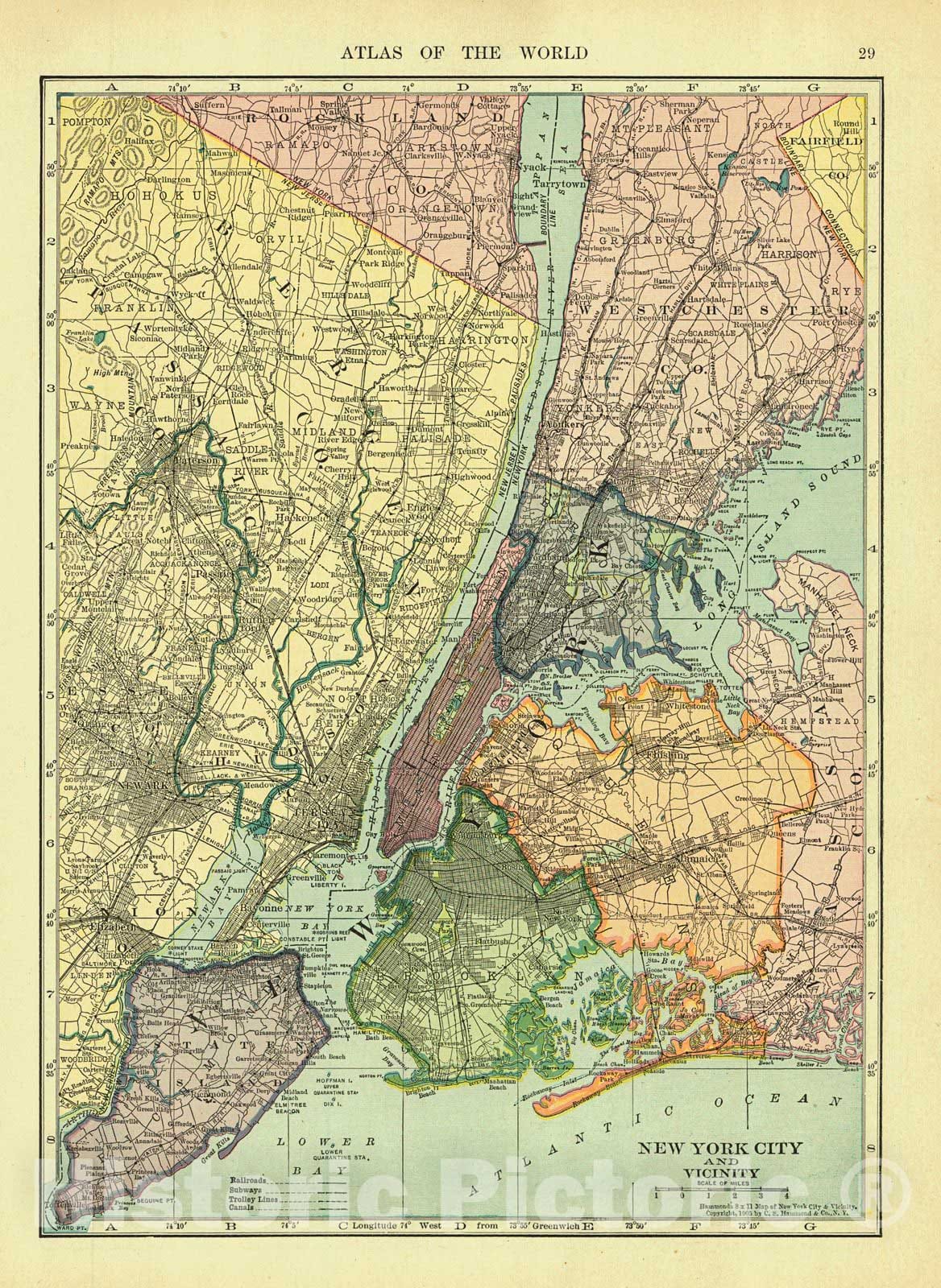 Historic Map : 1906 New York City and Vicinity : Vintage Wall Art