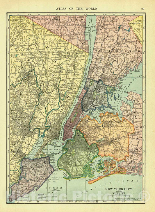 Historic Map : 1906 New York City and Vicinity : Vintage Wall Art
