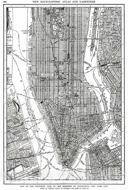 Historic Map : 1909 Map of the Southern Part of the Borough of Manhattan, New York City : Vintage Wall Art