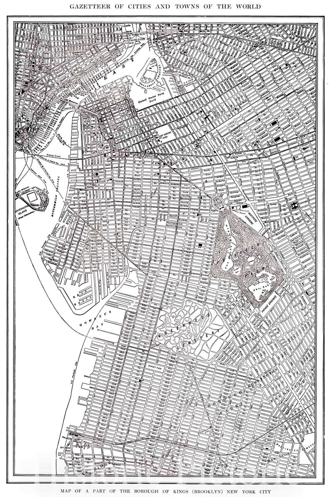 Historic Map : 1909 Map of Part of the Borough of Kings (Brooklyn), New York City : Vintage Wall Art
