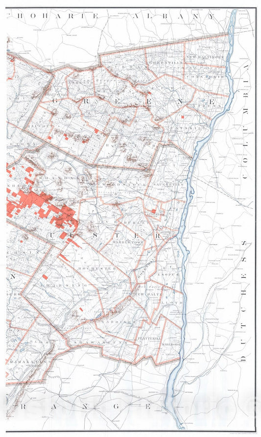 Historic Map : 1910 [Eastern Half of ] Map of the Catskill Region State of New York : Vintage Wall Art