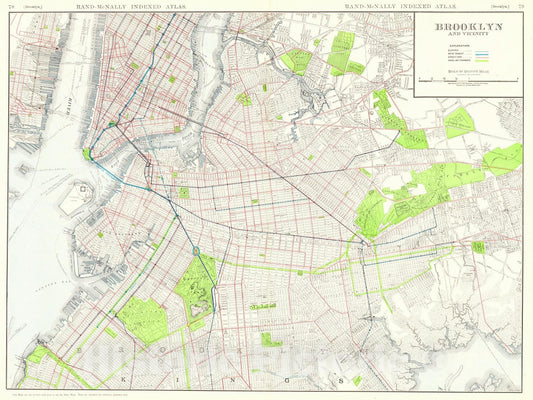 Historic Map : 1911  Brooklyn and Vicinity : Vintage Wall Art