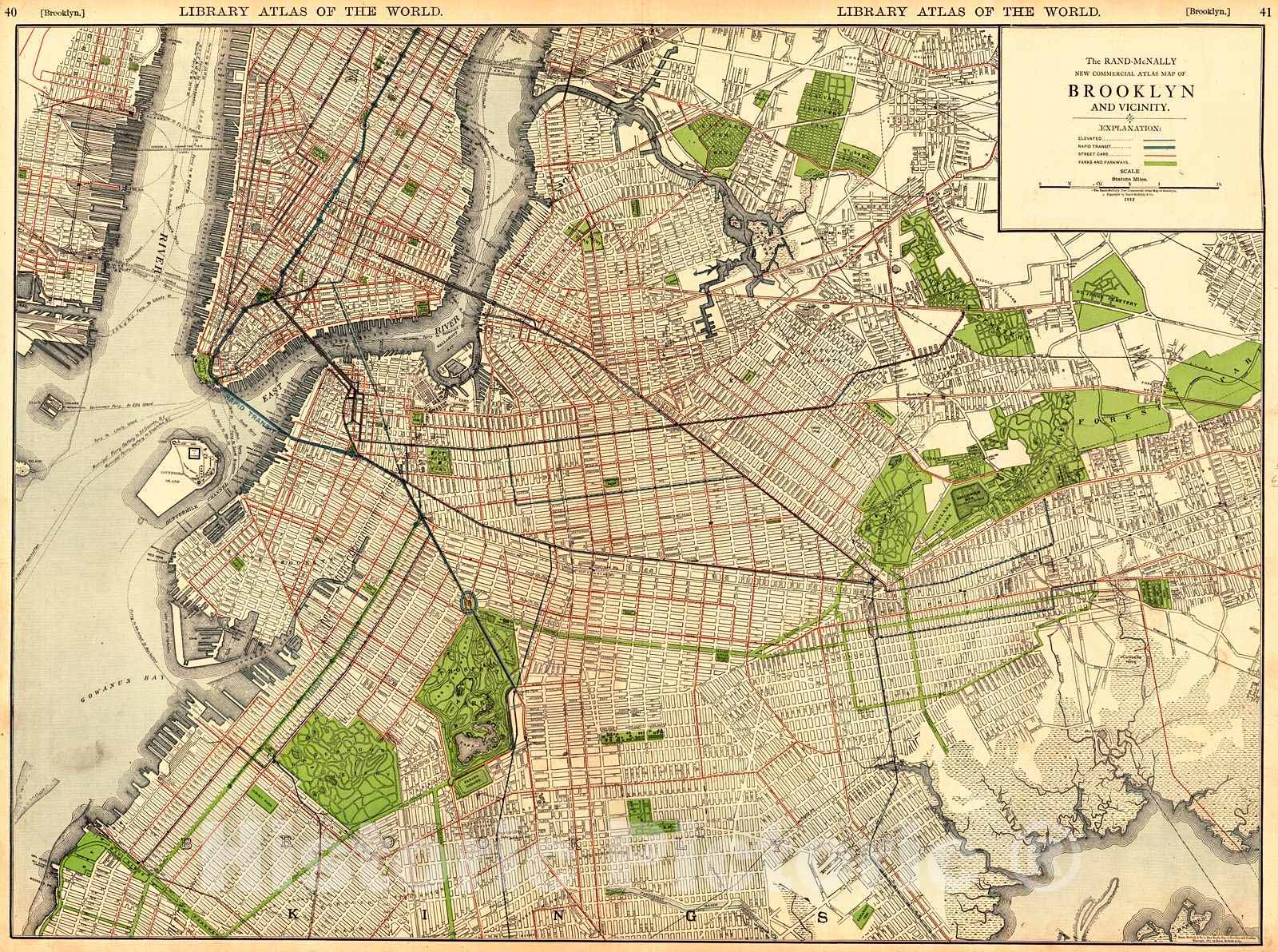 Historic Map : 1912 Brooklyn and Vicinity : Vintage Wall Art