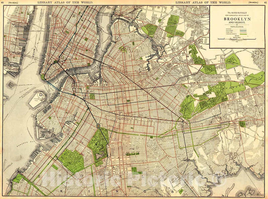 Historic Map : 1912 Brooklyn and Vicinity : Vintage Wall Art