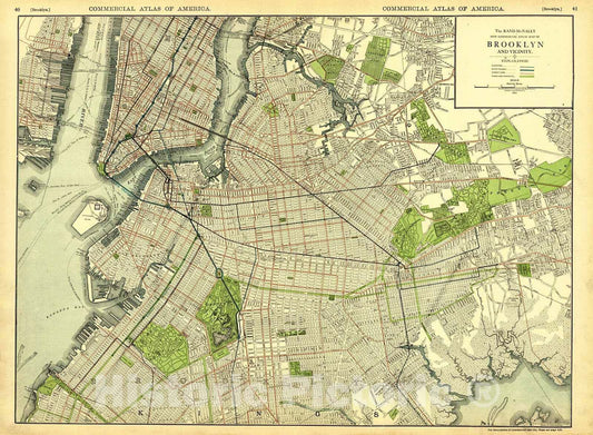 Historic Map : 1914 Brooklyn and Vicinity : Vintage Wall Art