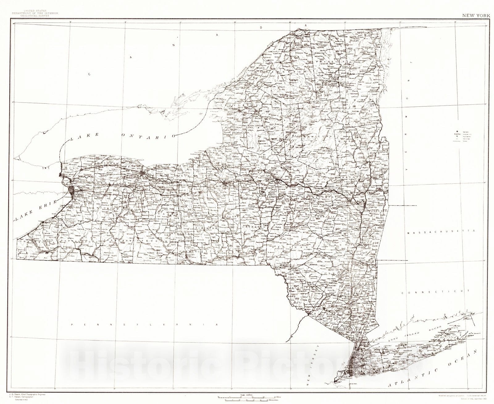 Historic Map : 1916 State of New York : Vintage Wall Art