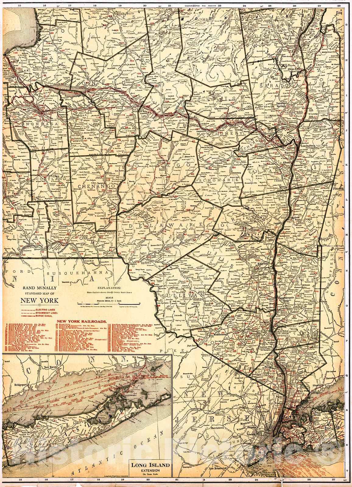 Historic Map : 1921 New York - Eastern Section : Vintage Wall Art