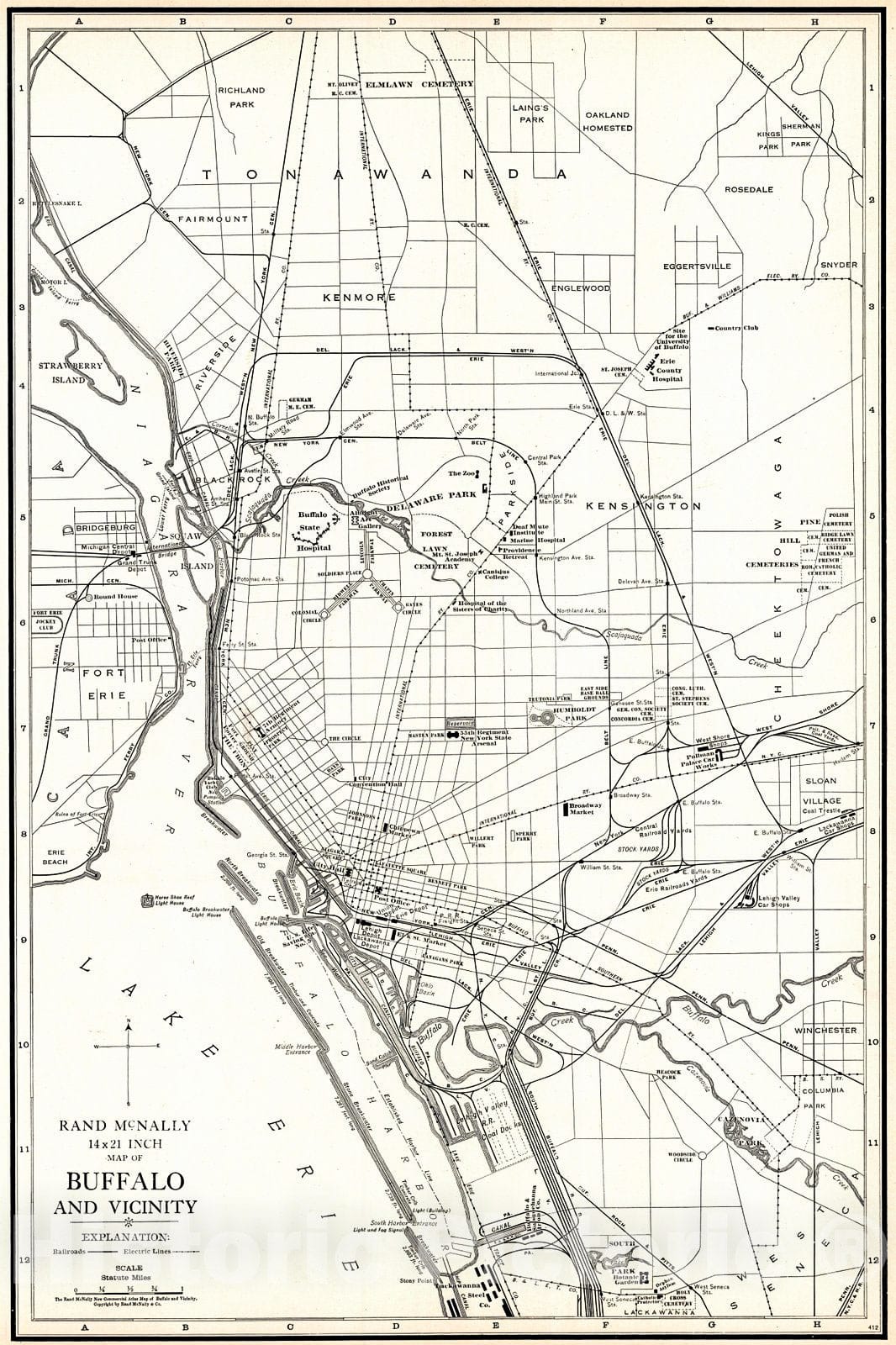 Historic Map : 1921 Buffalo : Vintage Wall Art
