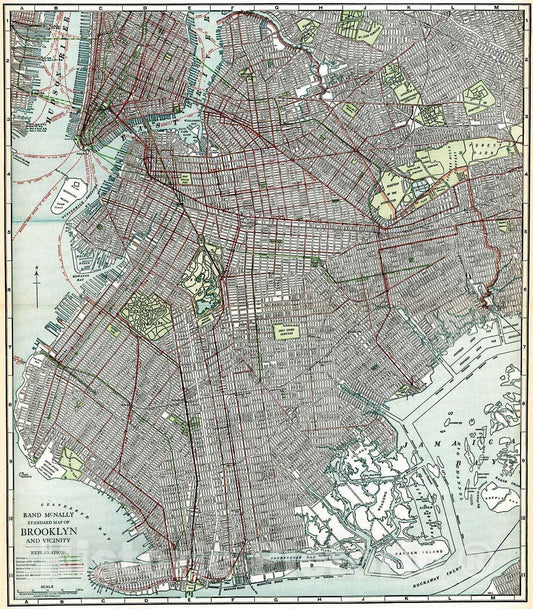 Historic Map : 1921 Brooklyn and Vicinity : Vintage Wall Art