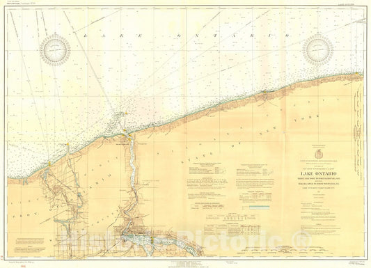 Historic Map : 1926 Lake Ontario: Thirty Mile Point to Port Dalhousie, Ont., Including Niagara River to North Tonawanda, N.Y. : Vintage Wall Art