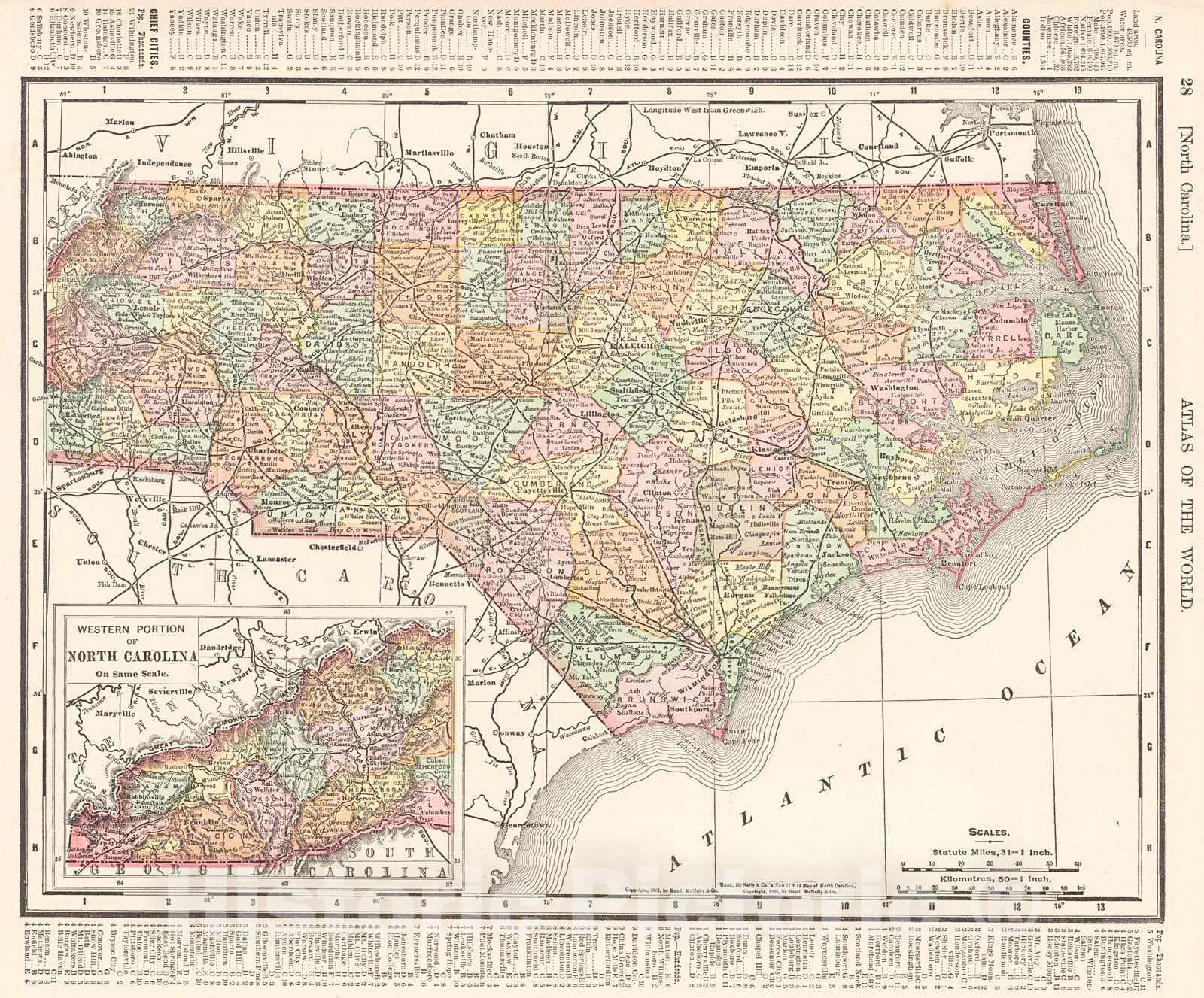 Historic Map : 1902 North Carolina : Vintage Wall Art