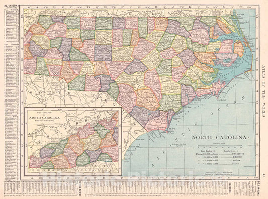 Historic Map : 1907 North Carolina : Vintage Wall Art