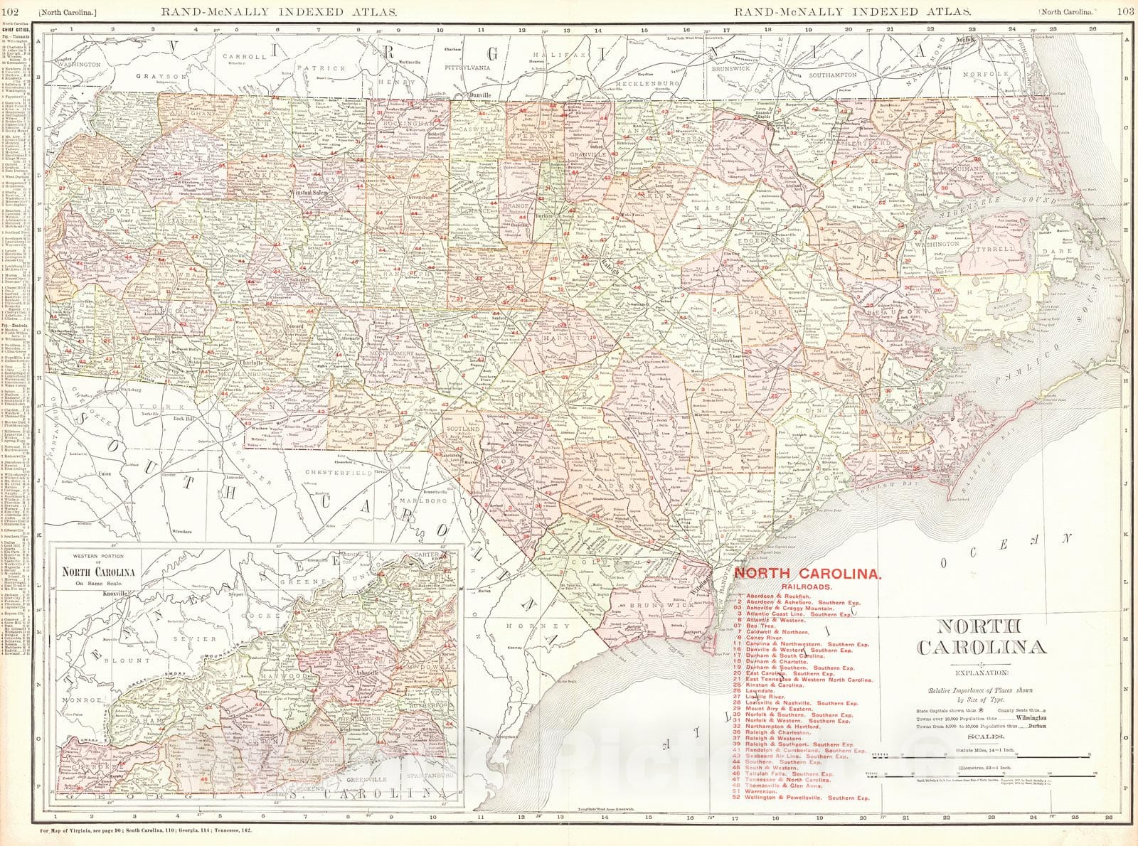 Historic Map : 1908 North Carolina : Vintage Wall Art