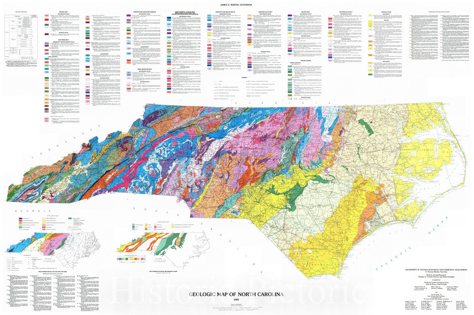 Historic Map : 1985 Geologic Map of North Carolina : Vintage Wall Art