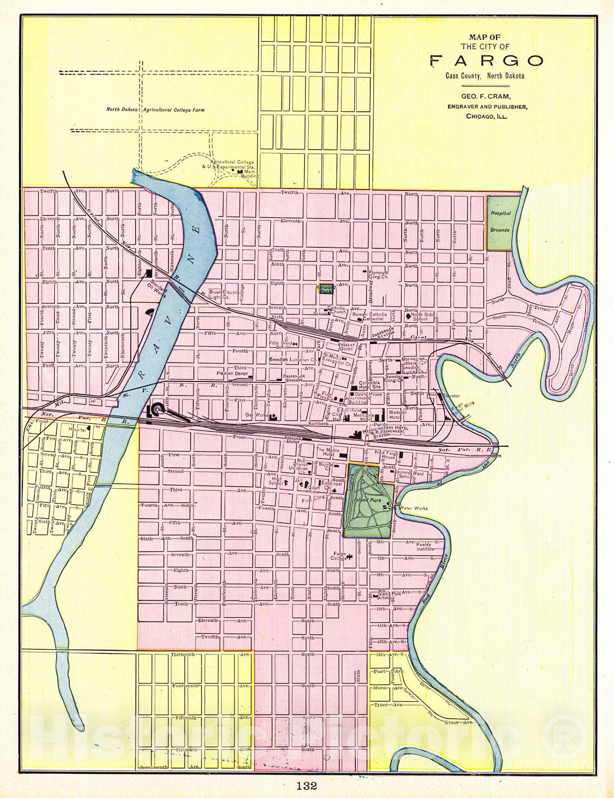 Historic Map : 1898 Fargo : Vintage Wall Art