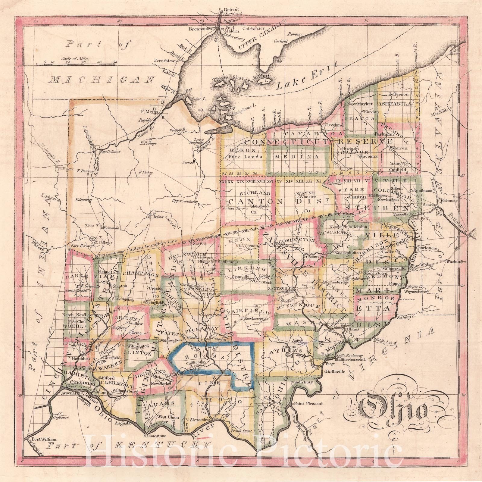 Historic Map : 1818 Ohio : Vintage Wall Art