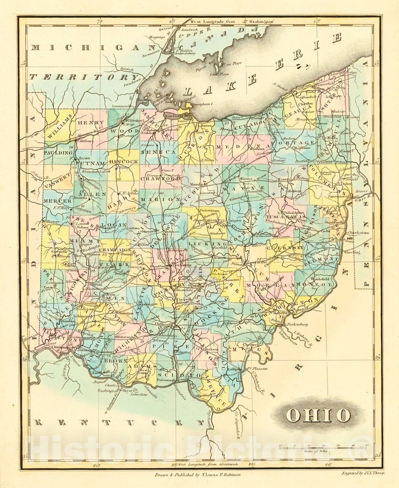 Historic Map : 1823 Ohio : Vintage Wall Art