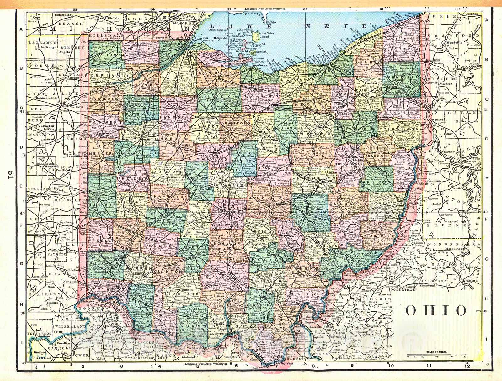Historic Map : 1898 Ohio : Vintage Wall Art