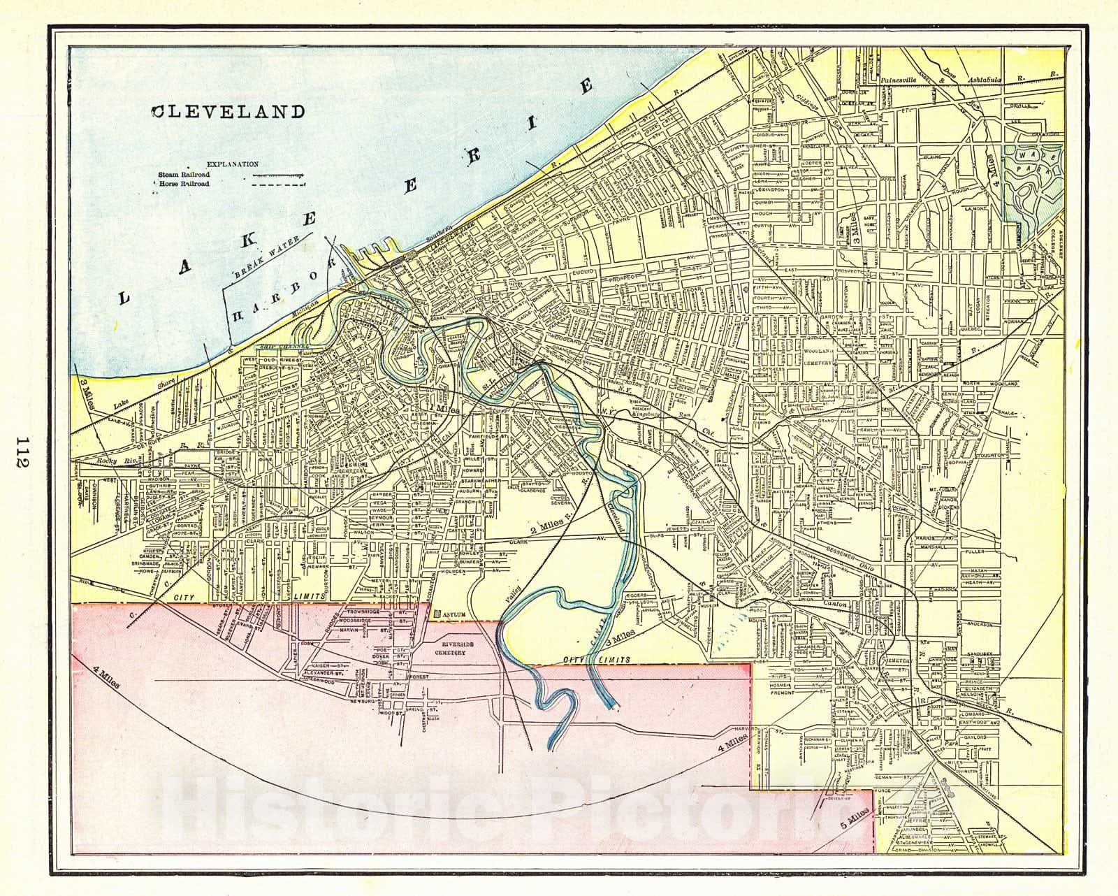 Historic Map : 1898 Map of Cleveland : Vintage Wall Art