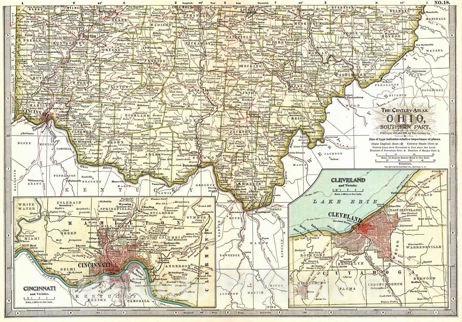 Historic Map : 1903 Jefferson County, Ohio : Vintage Wall Art