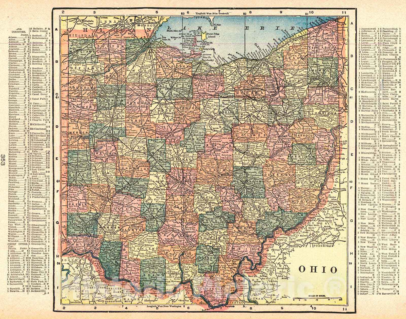 Historic Map : 1904 Ohio : Vintage Wall Art