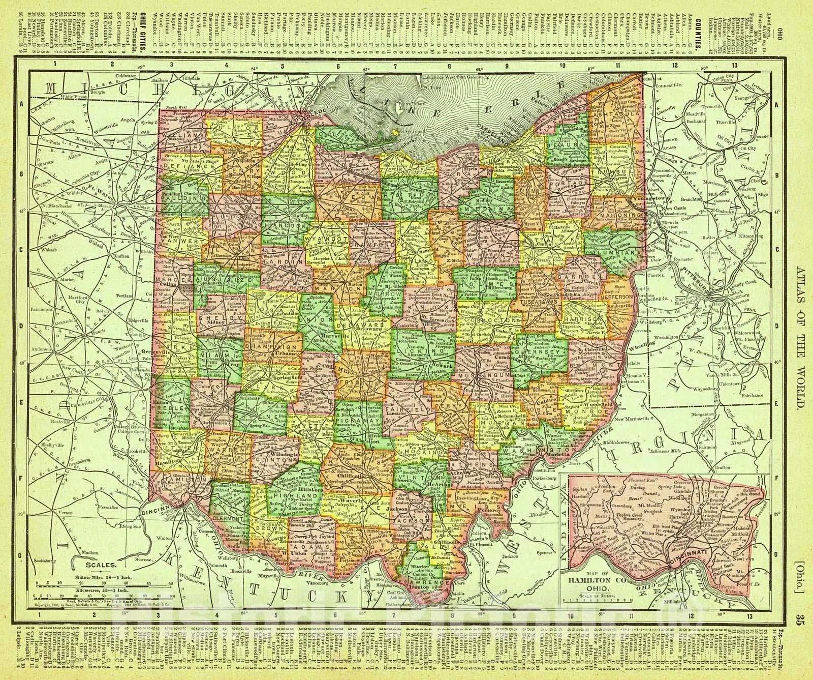 Historic Map : 1905 Ohio : Vintage Wall Art