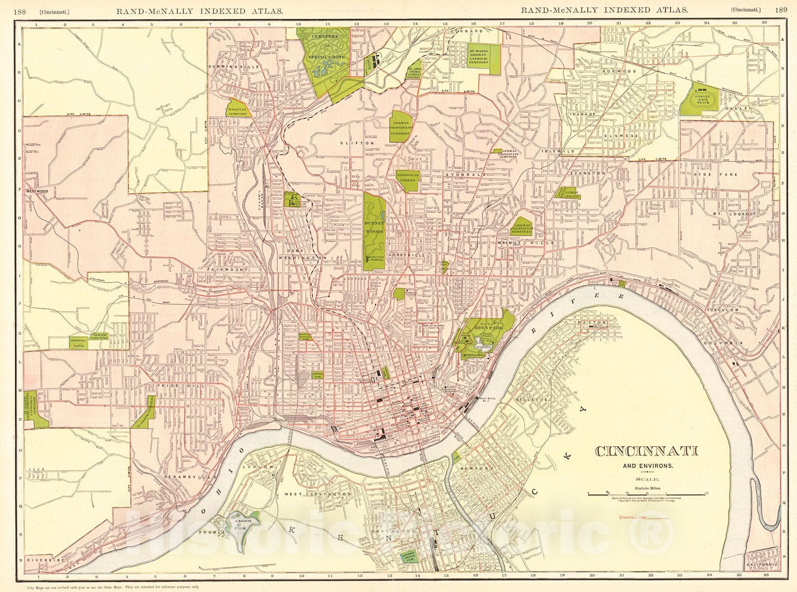 Historic Map : 1911 Cincinnatia and Environs : Vintage Wall Art
