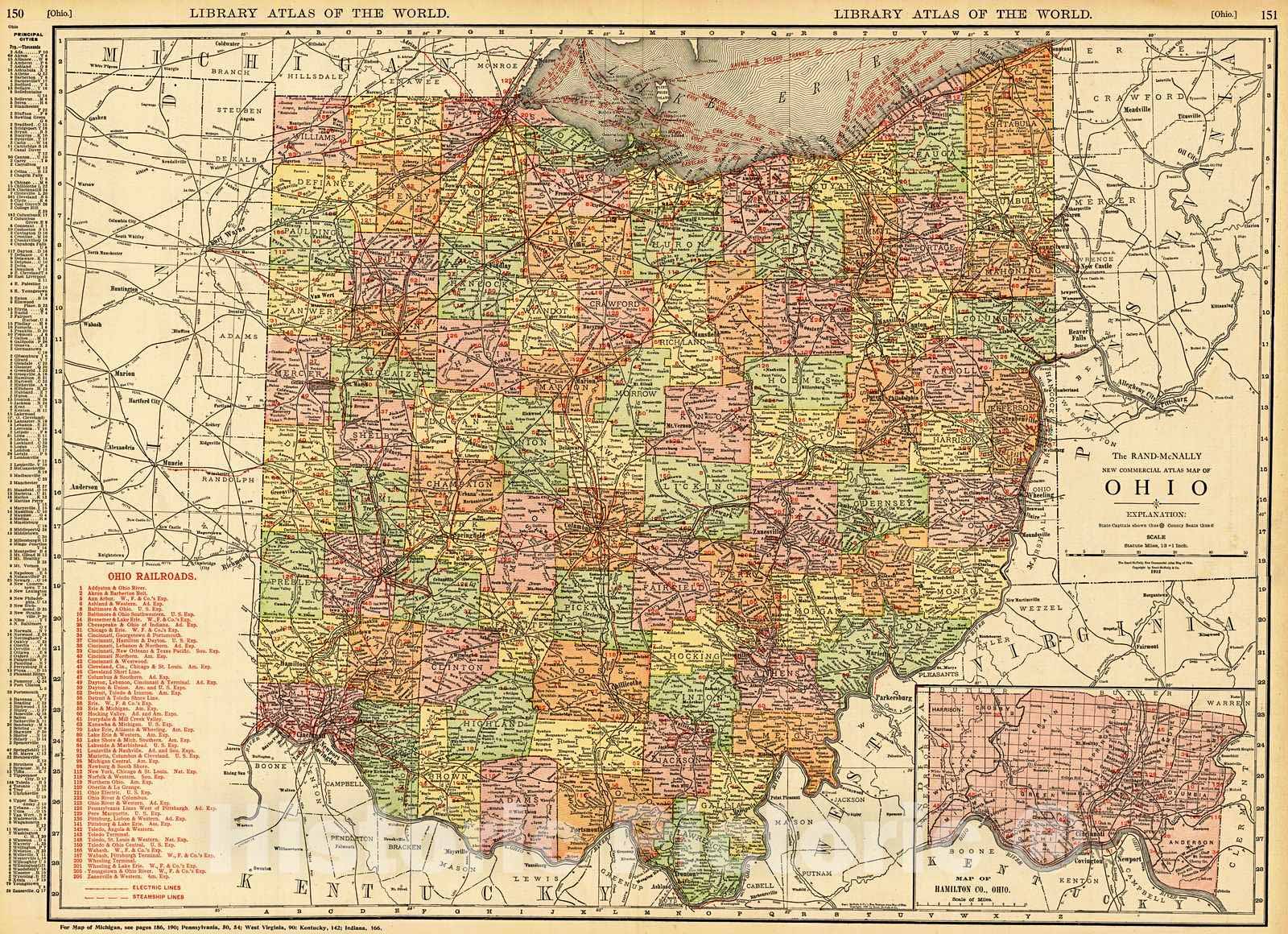Historic Map : 1912 Ohio : Vintage Wall Art