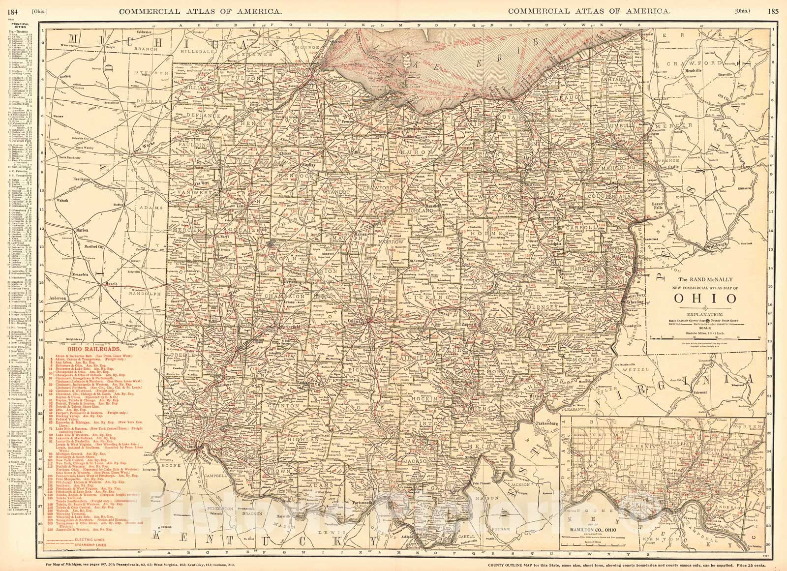 Historic Map : 1920 Ohio : Vintage Wall Art