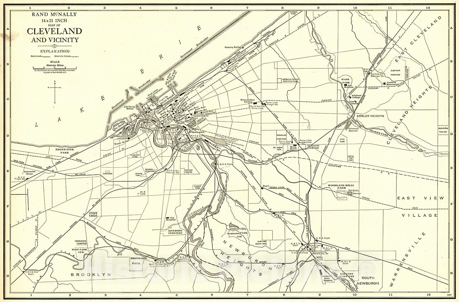Historic Map : 1921 Cleveland and Vicinity : Vintage Wall Art