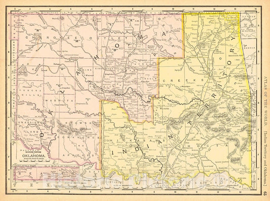 Historic Map : 1893 Indian Territory and Oklahoma : Vintage Wall Art