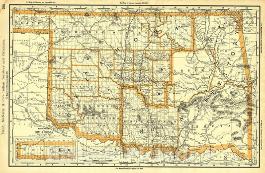 Historic Map : 1893 Indian Territory and Oklahoma : Vintage Wall Art