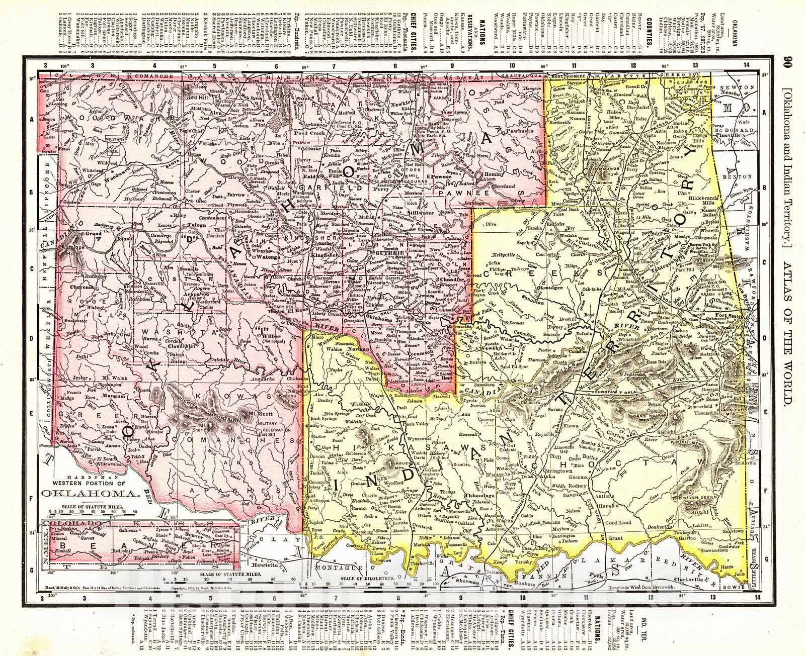 Historic Map : 1898 Oklahoma : Vintage Wall Art