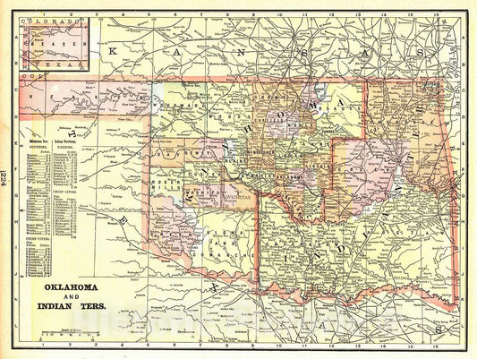 Historic Map : 1901 Oklahoma and Indian Ters. : Vintage Wall Art