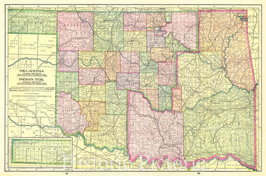 Historic Map : 1903 Oklahoma and Indian Ter. : Vintage Wall Art