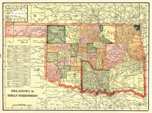 Historic Map : 1904 Oklahoma and Indian Territories : Vintage Wall Art