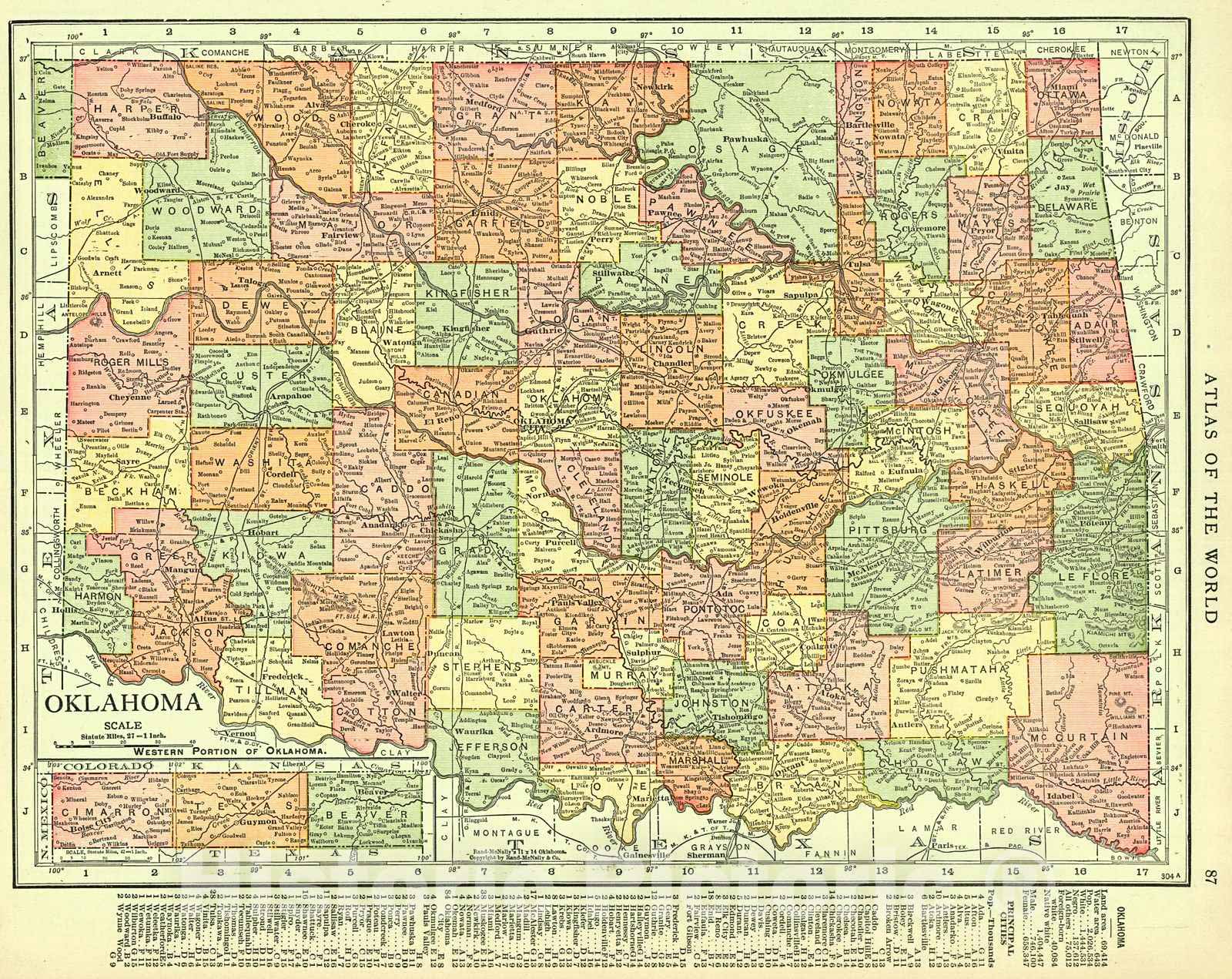 Historic Map : 1916 Oklahoma : Vintage Wall Art