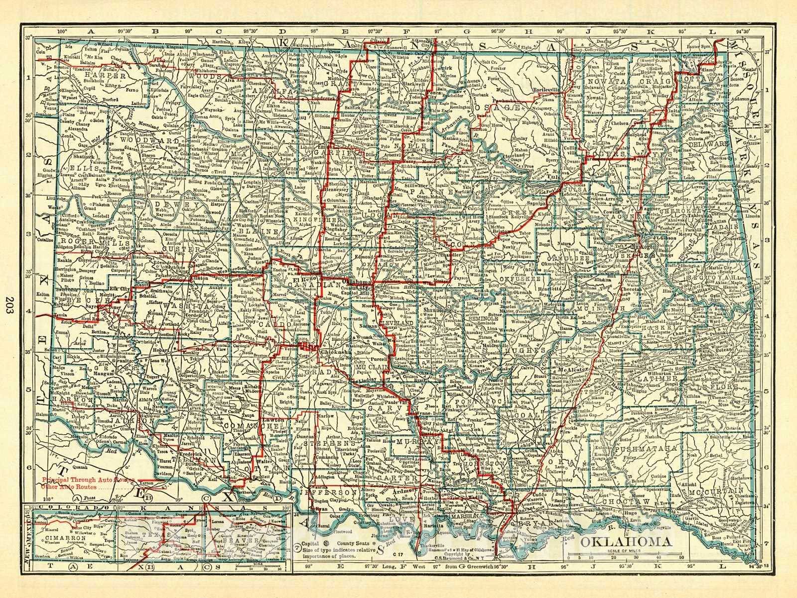 Historic Map : 1917 Oklahoma : Vintage Wall Art