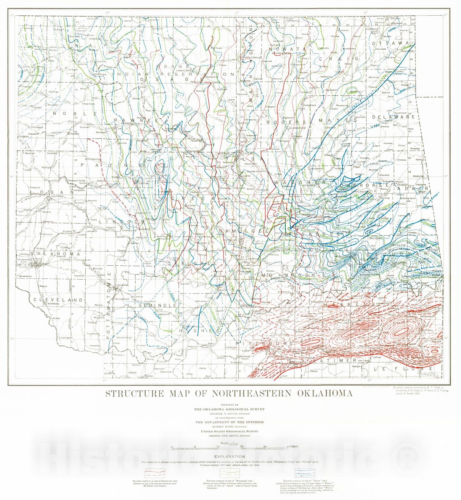 Historic Map : 1925 Structure Map of Northeastern Oklahoma  : Vintage Wall Art