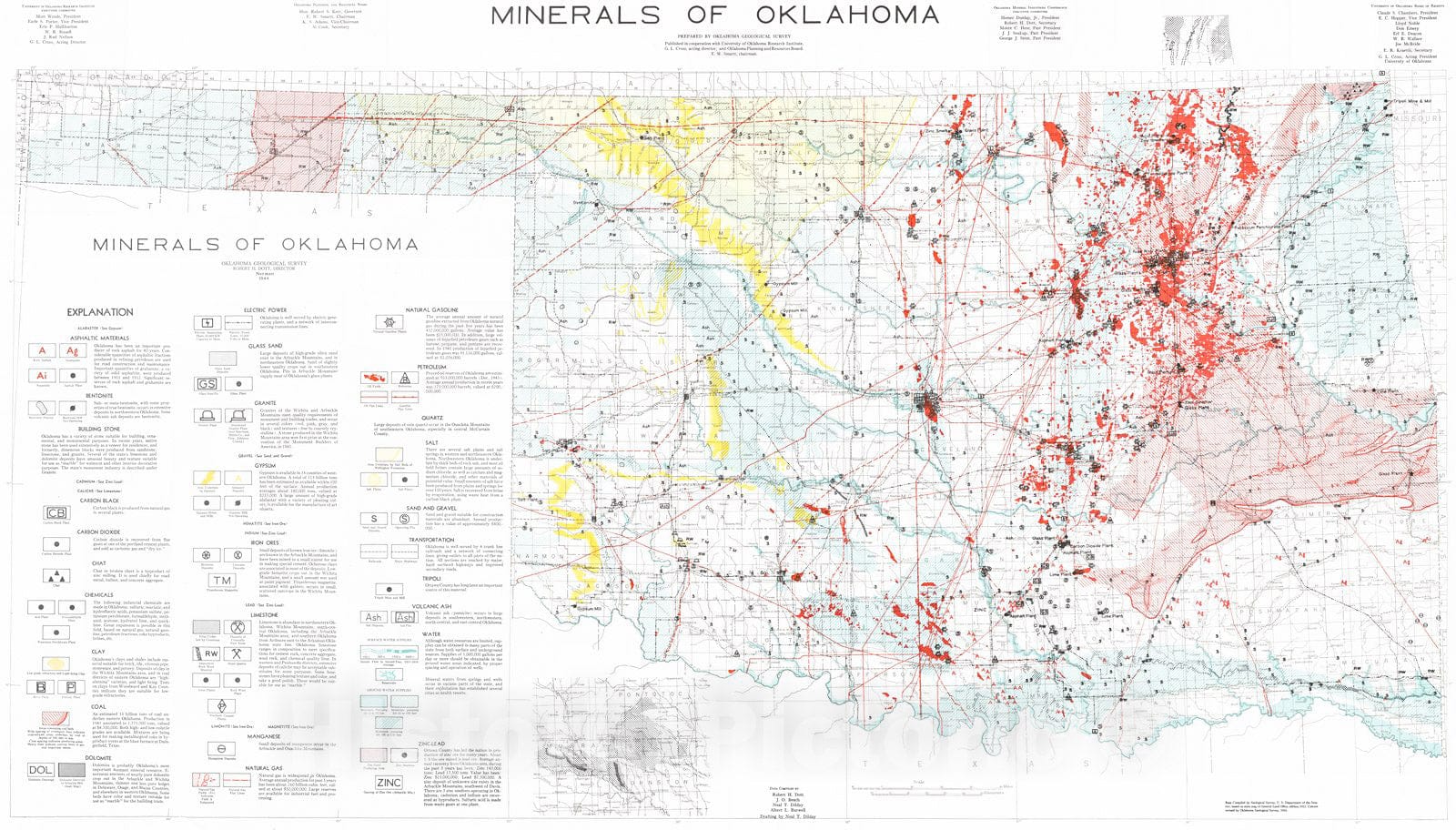 Historic Map : 1944 Minerals of Oklahoma : Vintage Wall Art