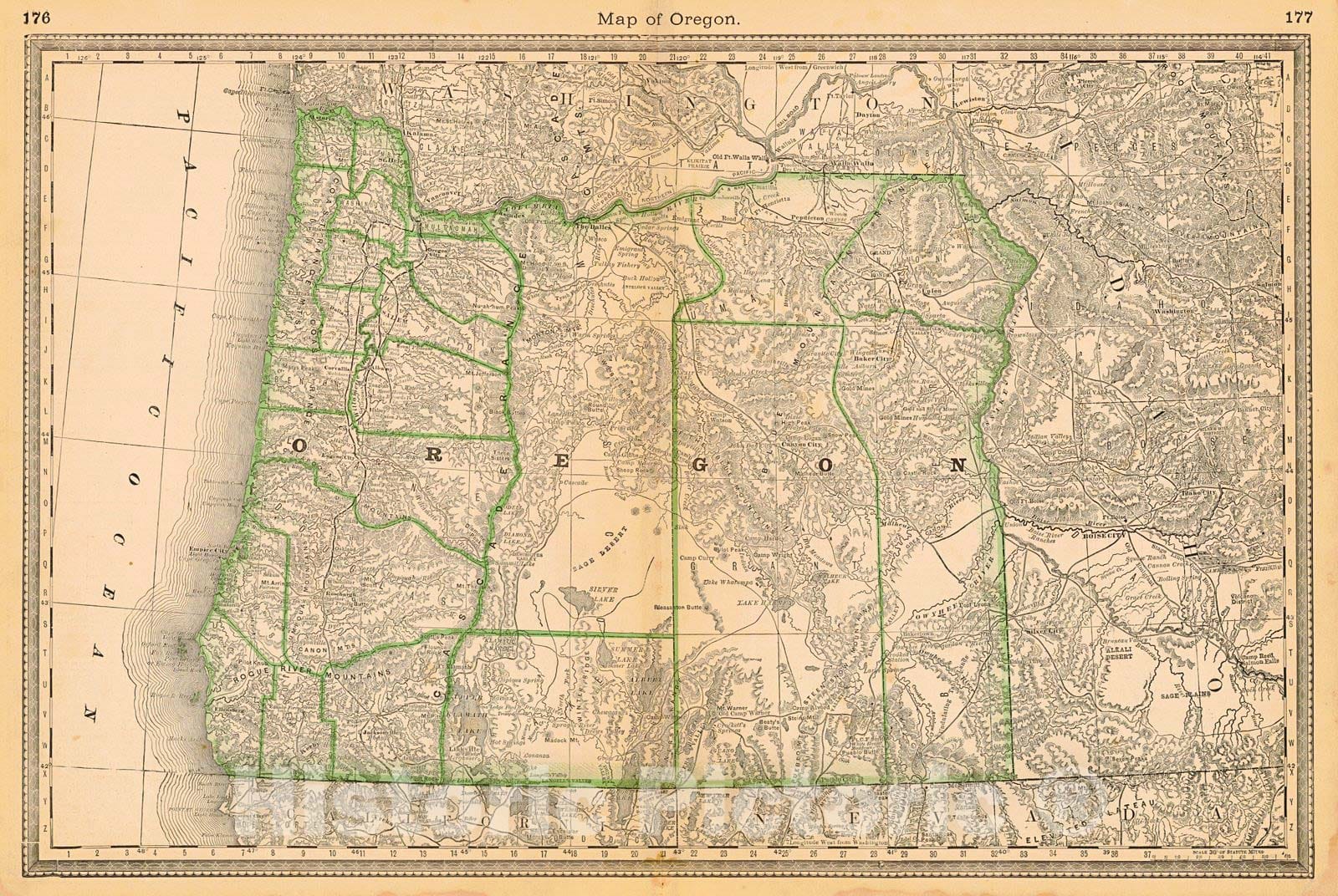 Historic Map : 1882 Map of Oregon : Vintage Wall Art