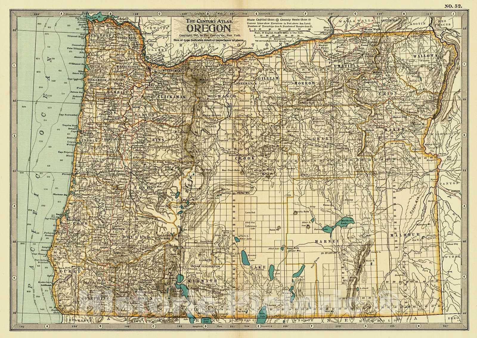 Historic Map : 1899 Oregon : Vintage Wall Art
