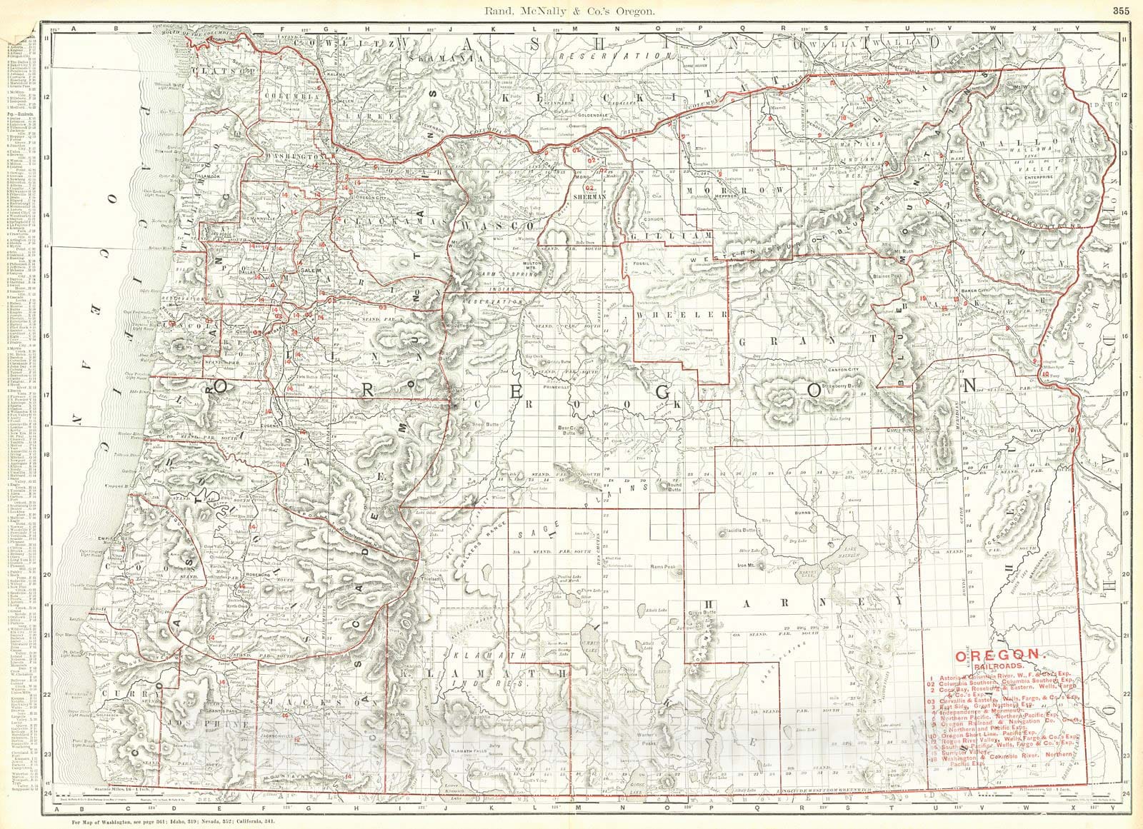 Historic Map : 1900 Oregon Railroads : Vintage Wall Art