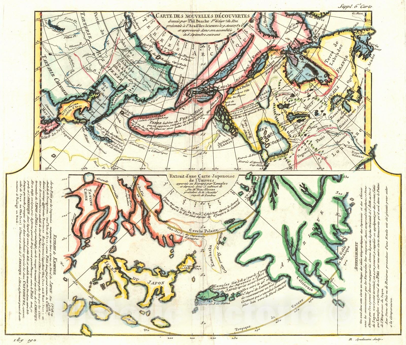 Historic Map : 1777 Carte des Nouvelles Decouvertes : Vintage Wall Art