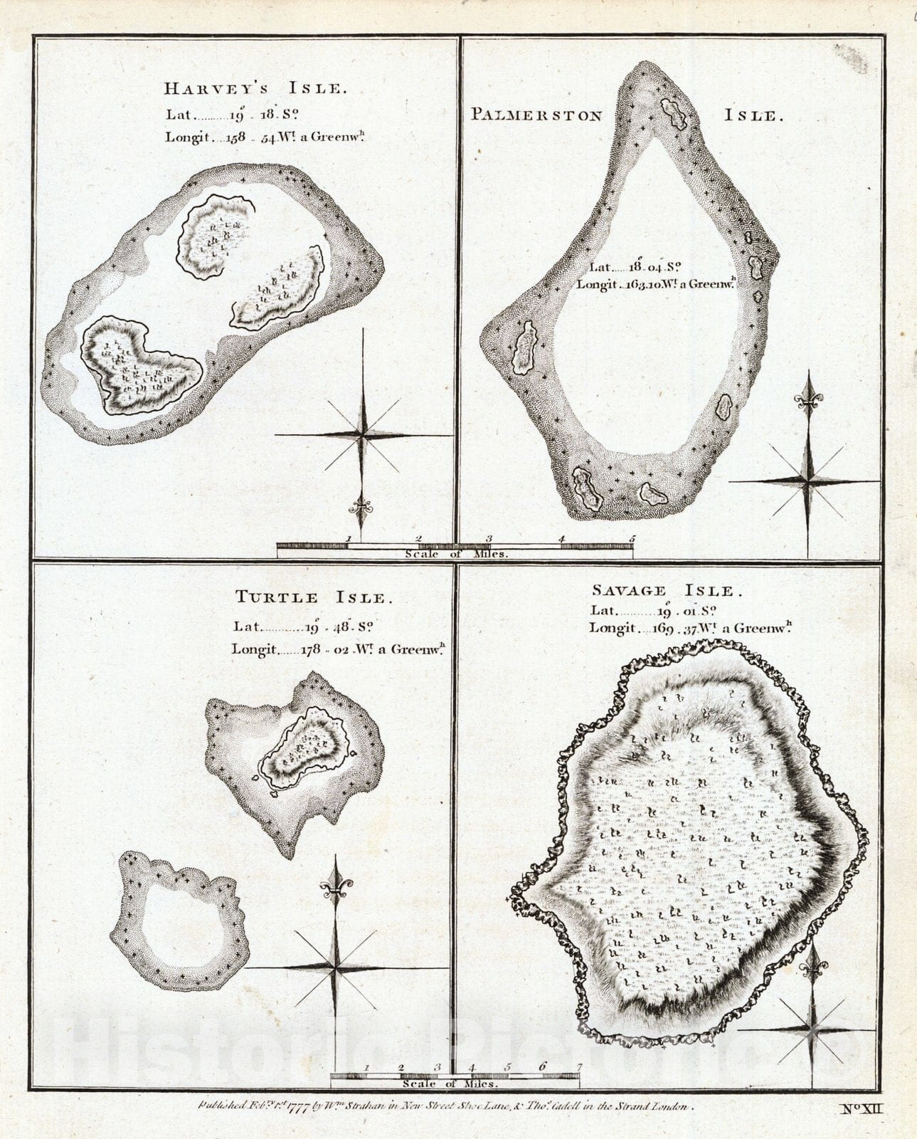 Historic Map : 1777 Harvey's Palmerton, Turtle, & Savage Isles : Vintage Wall Art