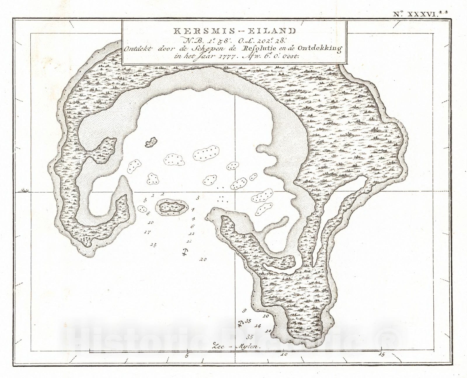 Historic Map : 1795 Kersmis Eiland : Vintage Wall Art