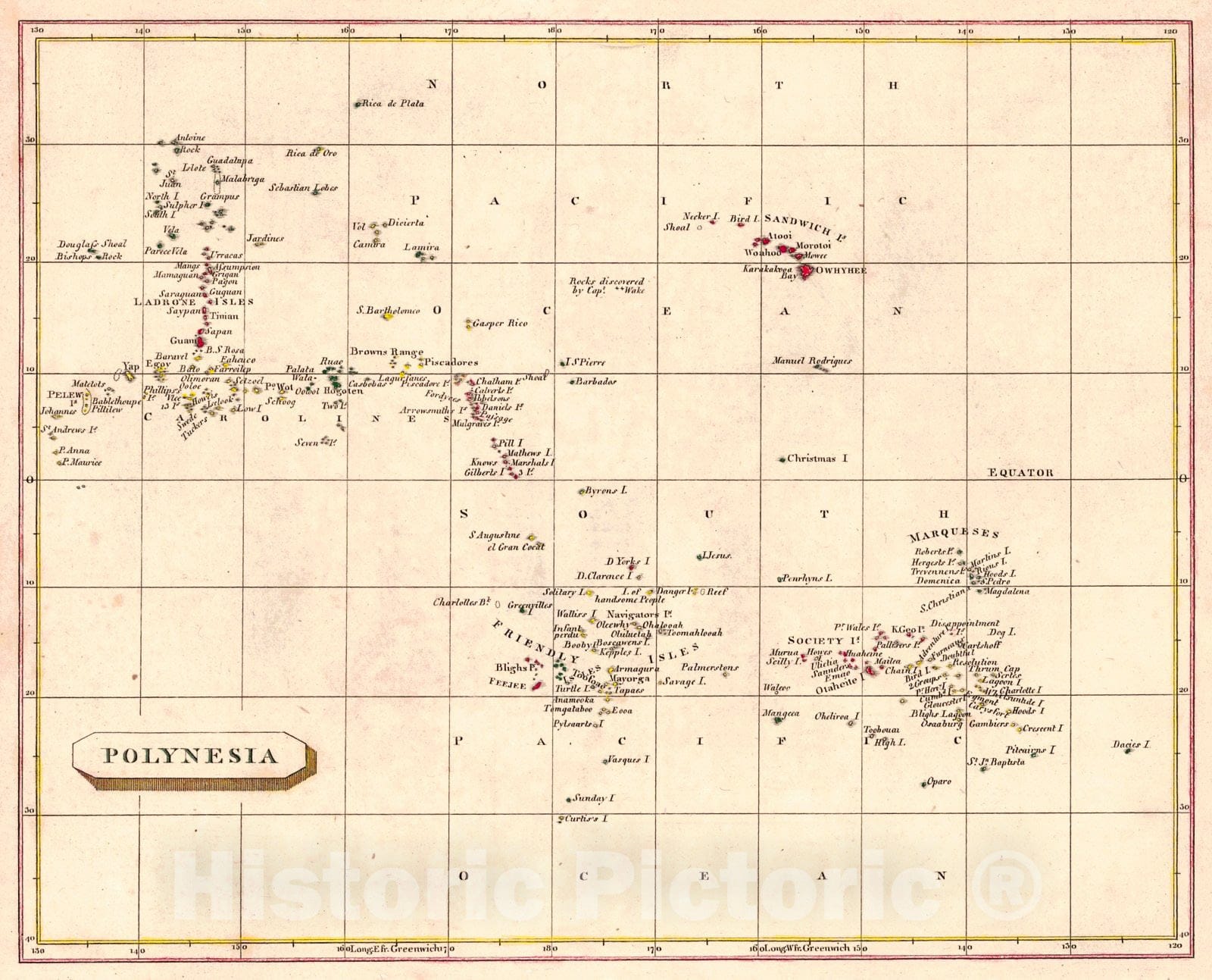Historic Map : 1805 Polynesia : Vintage Wall Art