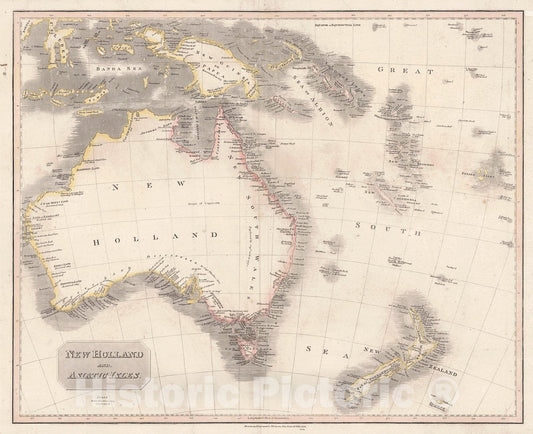 Historic Map : 1814 New Holland and Asiatic Isles : Vintage Wall Art
