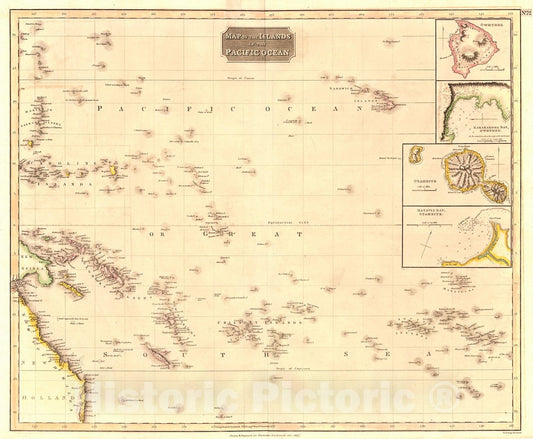 Historic Map : 1817 Map of the Islands in the Pacific Ocean  : Vintage Wall Art